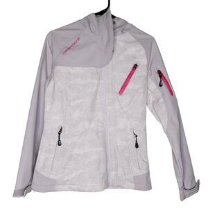 CB Sports Womens Jacket Gray Pink Full Zip Active Hood‎ Track Athletic Pockets M